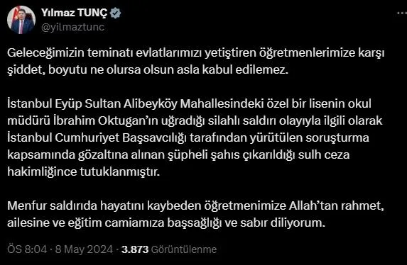 Eyüpsultan'da lisede dehşet! Okul müdürü İbrahim Oktugan'ı silahla öldüren öğrenci tutuklandı | Milli Eğitim Bakanı Tekin: Bu işin peşini bırakmayız-3