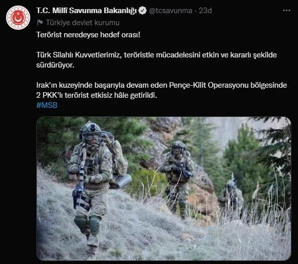 Terörist neredeyse hedef orası! Pençe-Kilit Operasyonu bölgesinde 2 PKK'lı terörist etkisiz hale getirildi-1