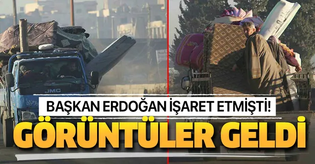 Başkan Erdoğan işaret etmişti! Suriye'den yeni göç dalgasının görüntüleri geldi!