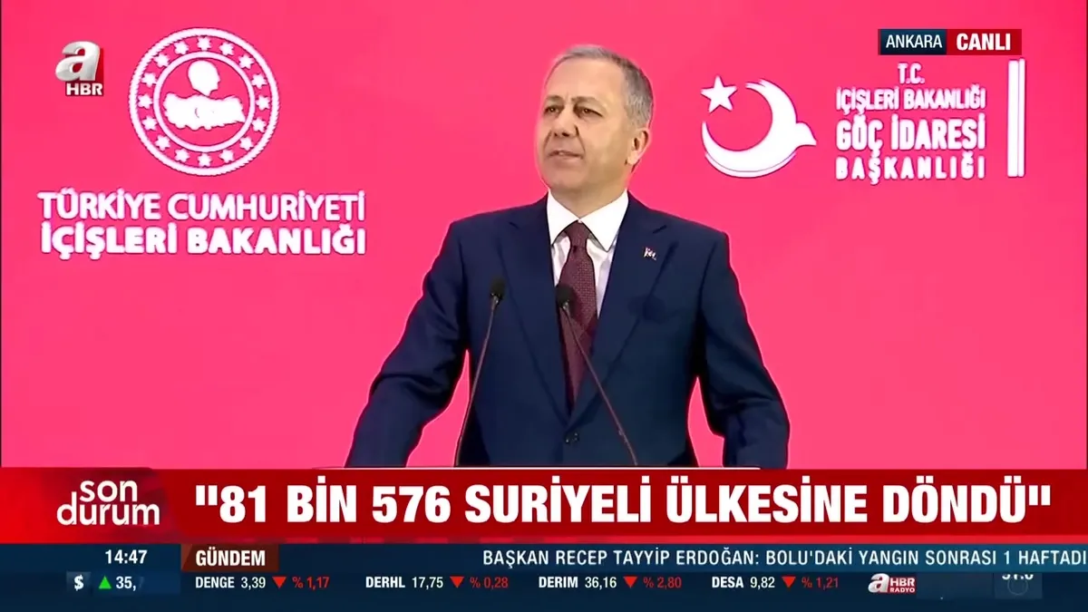 İçişleri Bakanı Yerlikaya açıkladı: 81 bin 576 Suriyeli ülkesine döndü