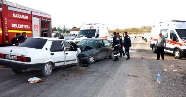 Karaman’da iki otomobil çarpıştı: 2’si çocuk 5 yaralı