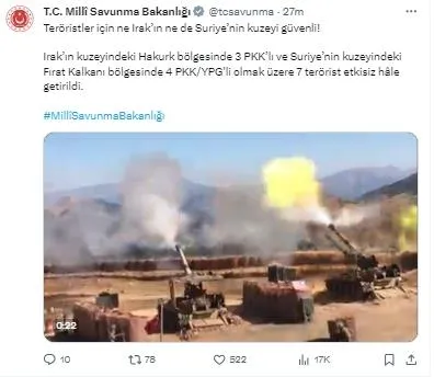 MSB duyurdu: 7 terörist etkisiz hale getirildi-2