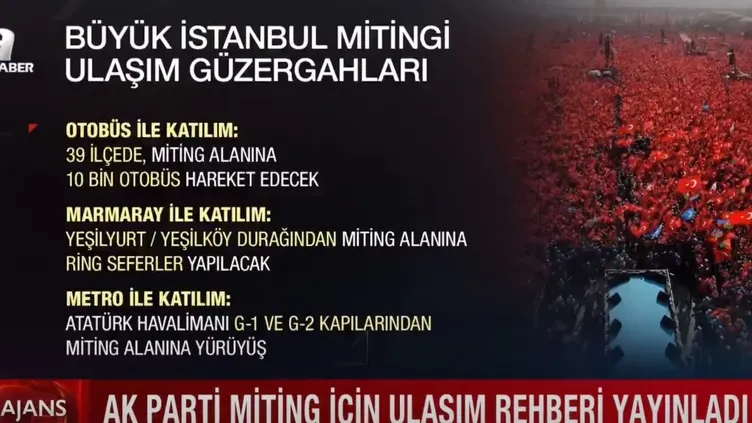AK Parti'nin İstanbul'daki "Yüzyılın Mitingi" için ulaşım rehberi yayınladı! 39 ilçeden 10 bin otobüs