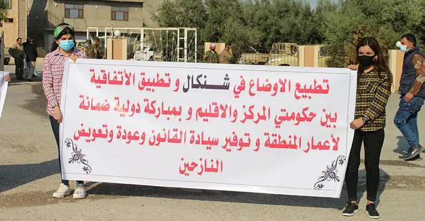 Irak'taki Ezidiler, terör örgütü PKK'nın Sincar'daki varlığını protesto etti: PKK ve DEAŞ'ın hapishanelerindeki kızlarımız ve oğullarımız kurtarılsın