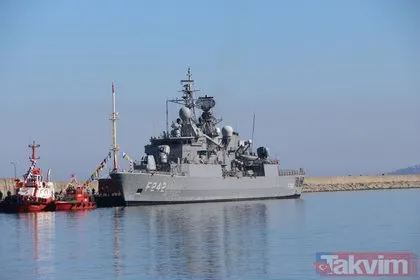 Trabzon’da kurulan deniz üssünün ilk askeri gemisi demirledi