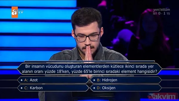 Kenan İmirzalıoğlu'nun sunduğu Kim Milyoner Olmak İster'de hareketleri ve cevaplarıyla geceye damga vuran yarışmacı! - 25
