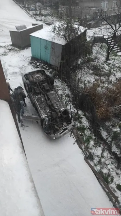 Zonguldak’ta kar hortum hepsi bir arada! 2 otomobil devrildi denizde hortum oluştu