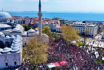 İstanbul'da yüz binler Gazze'deki soykırım için bir araya geldi: Gazze ölüyor ayağa kalk!