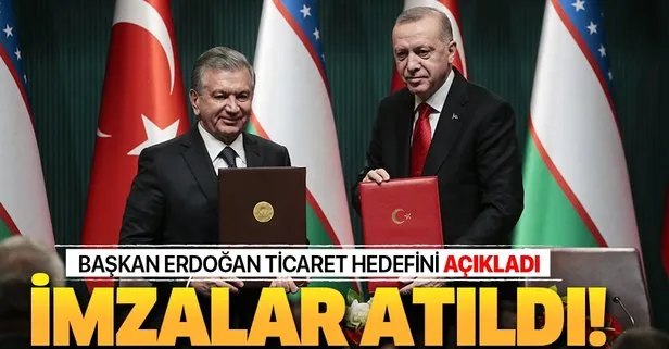 Son dakika: Türkiye ve Özbekistan arasında imzalar atıldı! Başkan Erdoğan ticaret hedefini açıkladı: 5 milyar dolar