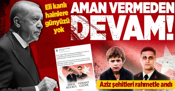 Son dakika: Başkan Recep Tayyip Erdoğan'dan şehit Eren Bülbül ve Ferhat Gedik mesajı
