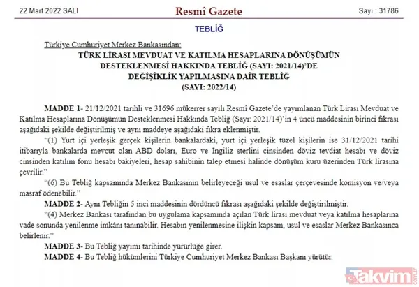 Son dakika: Karar Resmi Gazete'de! Kur korumalı TL mevduatta düzenleme - 8