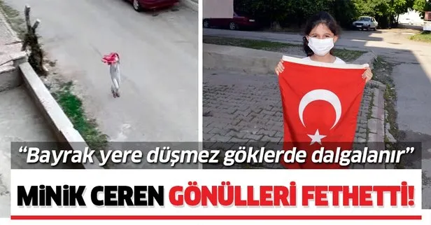 Ankara’da küçük Ceren Arık’tan örnek davranış! Türk bayrağını yerde bırakmadı