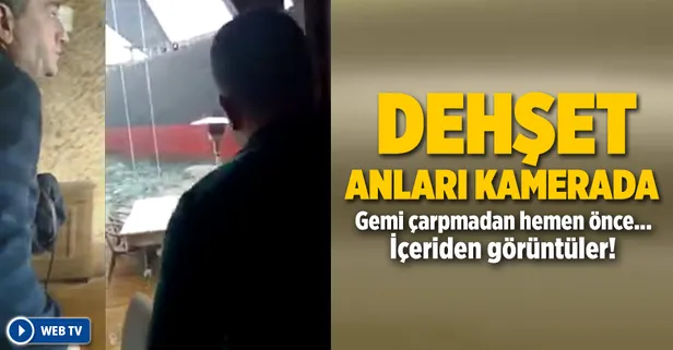 Gemi yalıya böyle çarptı! İşte panik anları