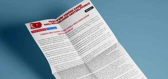 Türkiye'nin terörle mücadelesine destek için aralarında yazar, akademisyen, bürokrat, gazeteci ve sendikacıların bulunduğu 126 kişinin öncülüğünde yayınlanan bildiri, internet üzerinden imzaya açıldı.