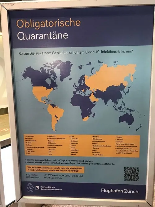 İsviçre'de skandal Kovid haritası: Zürih Havalimanı'na asılan afişte Türkiye'yi sildiler!-1