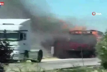 Bursa'da TIR alev alev yandı