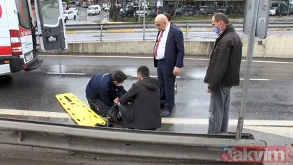İstanbul’da siparişi yetiştirmeye çalışan motosikletli kurye kaza yaptı