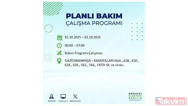 🔵2 Ekim 2025 Perşembe Günü İstanbul'da Elektrik Kesintisi Yaşanacak İlçeler