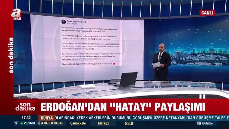 Başkan Erdoğan'dan 'Hatay' paylaşımı: "Hatay'ı yeniden inşa ve ihya edeceğiz"