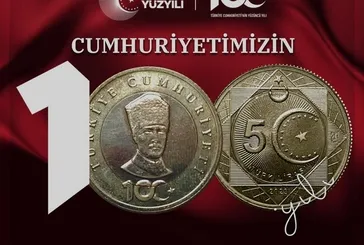 100. yıla özel 5 TL Madeni para basıldı