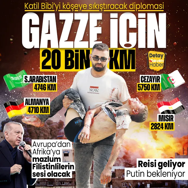 Başkan Erdoğandan 20 bin kmlik Gazze diplomasisi! Avrupadan Afrikaya mazlum Filistinlilerin sesi olacak: Reisi geliyor, Putin bekleniyor