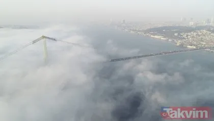 İstanbul’da yoğun sis! 15 Temmuz Şehitler Köprüsü adeta görünmez oldu