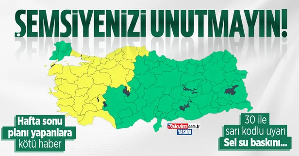 HAVA DURUMU | Meteoroloji'den 30 il için sarı kodlu uyarı | 3 Haziran 2023 hava durumu