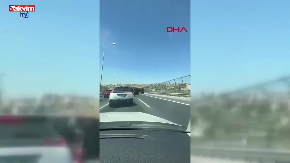 TEM'de kamyon devrildi!
