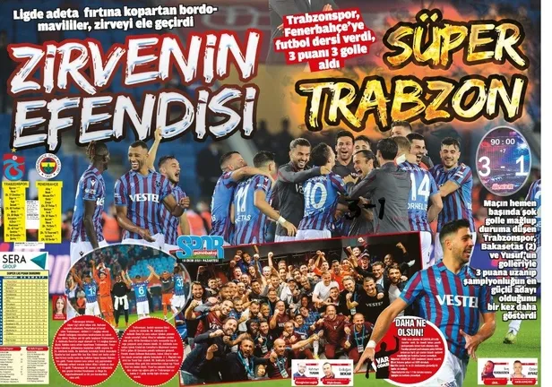 Trabzonspor'un Fenerbahçe zaferi yerel basının manşetlerinde: Lider olunmaz doğulur koçum!-4