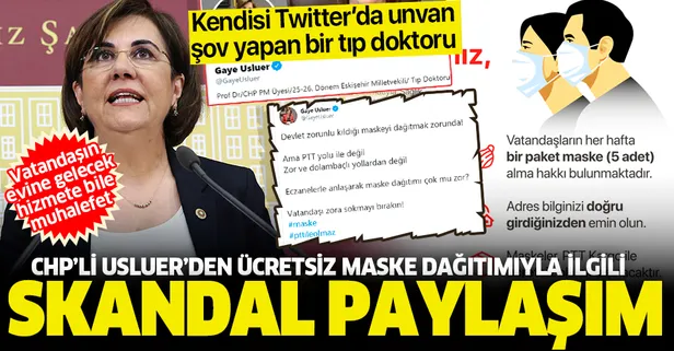 CHP'li Gaye Usluer'den ücretsiz maske dağıtımına skandal muhalefet!