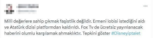1690993829531.jpg Ermeni lobisine boyun eğip 'Atatürk' dizisini yayından kaldıran Disney'den gelen tepkilere Fox kılıfı-15
