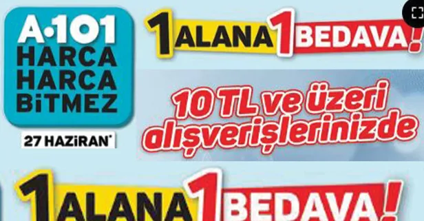 A101 aktüel ürünler fiyat listesi 28 Haziran 2024! 1 alana 1 bedava devam ediyor! 10 TL alışverişe yapana 59 TL'den satılacak