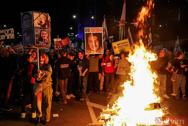 Tel Aviv yangın yeri! Katil Netanyahu karşıtı İsrailliler sokakları ateşe verdi - 2