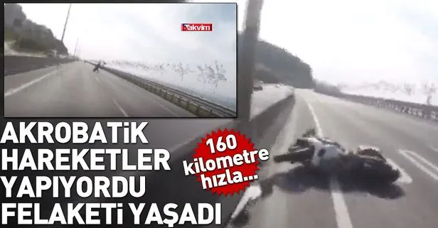 Zonguldak’ta 160 kilometre hızla giderken motosikletten düştü