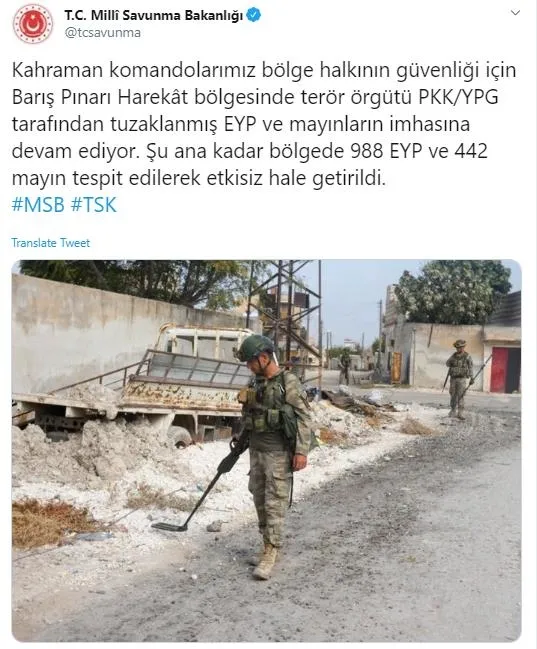 Son dakika: MSB: 988 EYP ve 442 mayın tespit edilerek etkisiz hale getirildi-1