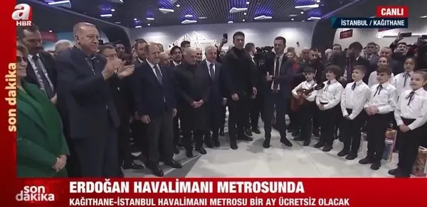 Kağıthane-İstanbul Havalimanı Metrosu açılışında Başkan Erdoğan'a sürpriz! Çocuk korosu ve portresi beğeni topladı-2