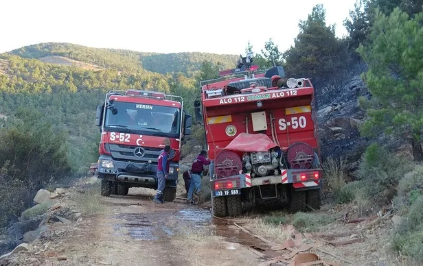 Son dakika: Mersin'de orman yangını! 3 hektarlık alan zarar gördü-1