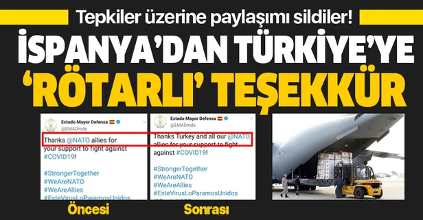 İspanya'dan Türkiye'ye 'rötarlı' teşekkür! Tepkiler üzerine paylaşımı düzelttiler