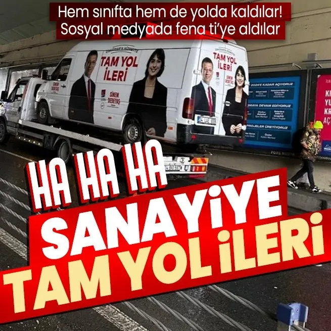 CHPden günün fıkrası | Tam yol ileri yazan seçim minibüsü yolda kalınca çekici ile götürüldü! Sosyal medyada dalga konusu oldu