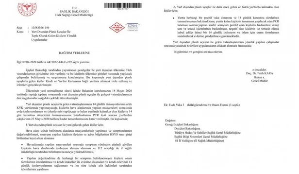Sağlık Bakanlığından flaş karar! Yurt dışından gelenlerin 14 günlük izolasyonları artık yurtlarda yapılmayacak-1
