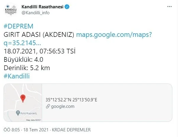 Son dakika: Akdeniz’de korkutan deprem! Akdeniz’de 4.0 Şiddetinde Deprem Meydana Geldi! | Son depremler-2