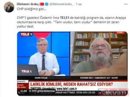 CHP’nin fonladığı TELE 1’de yine Türkçe ezan takıntısı! CHP yine bildiğiniz gibi: “Tanrı uludur demenin bir zararı yoktur
