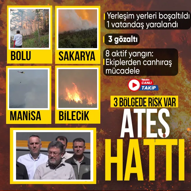 Orman yangınlarında son durum: Kahramanmaraş, Sakarya, Bilecik, Bursa, Manisa, Gaziantep ve Bolu! | Gözaltılar var