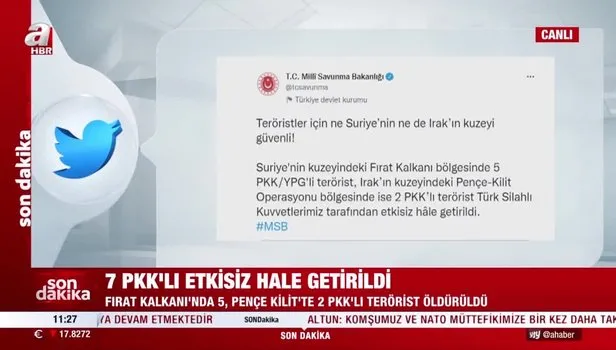 MSB açıkladı: 7 terörist daha etkisiz hale getirildi! "Teröristler için ne Suriye’nin ne de Irak’ın kuzeyi güvenli"