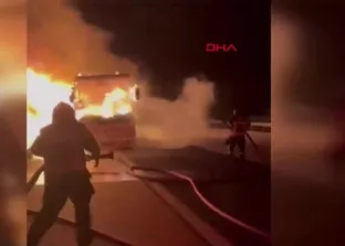 Osmaniye’de yolcu otobüsü yandı