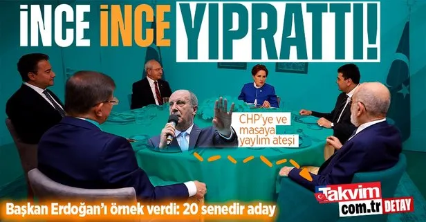 Muharrem İnce’den CHP’ye ve masaya yaylım ateşi: Erdoğan 20 senedir aday, yıpranmıyor! Bunlar neden yıpranıyor?