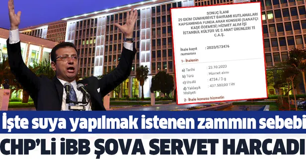 CHP'li İBB'den suya zam şova servet! Sanatçılara 1 milyonluk ödeme yaptılar