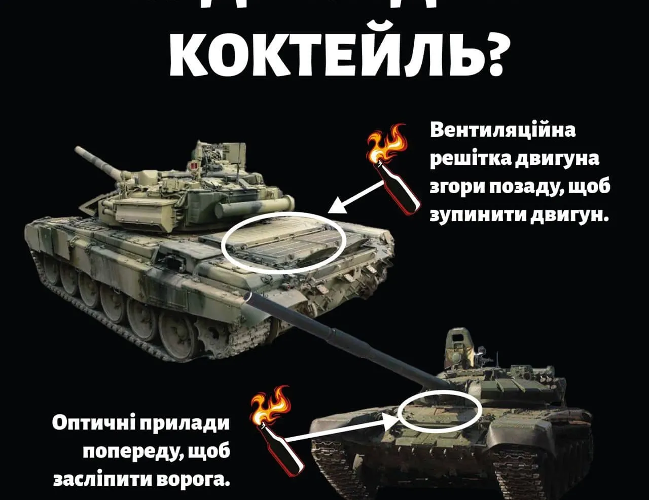 Molotofu tankların neresi atmalısınız?