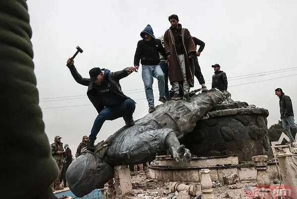 Tabka terörden kurtuldu! YPG heykelleri yıkıldı - 9