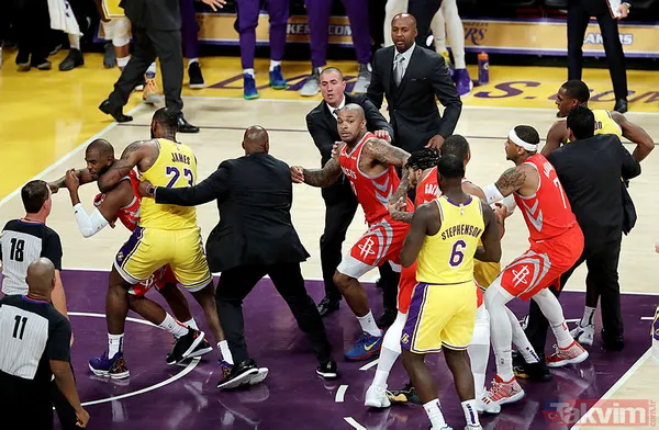 Los Angeles Lakers - Houston Rockets maçında kavga! - 6
